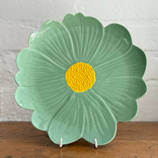 Flower Plate - Green & Yellow
