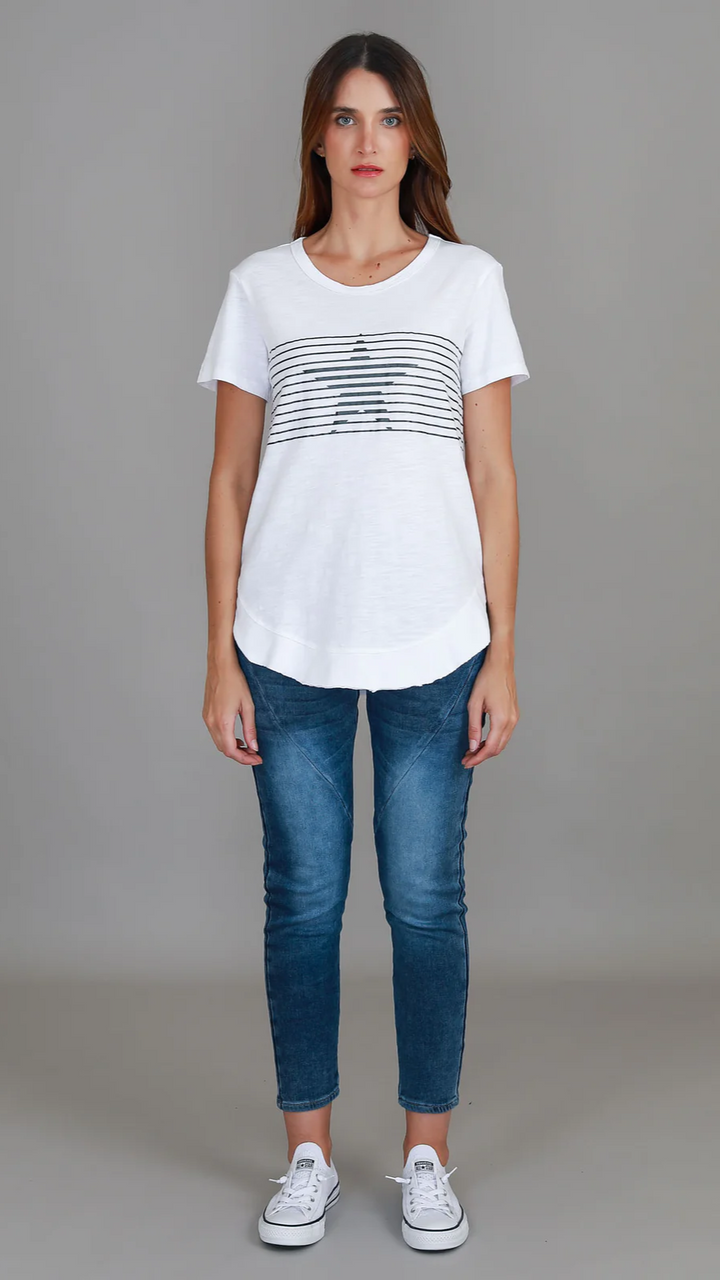 Lily Silver Star T Shirt - White