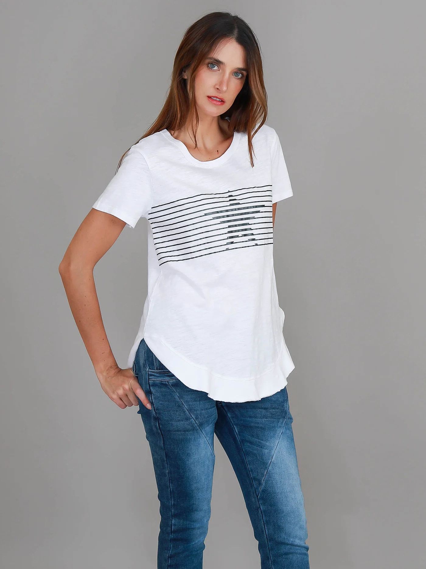 Lily Silver Star T Shirt - White