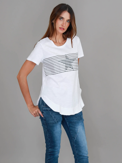 Lily Silver Star T Shirt - White