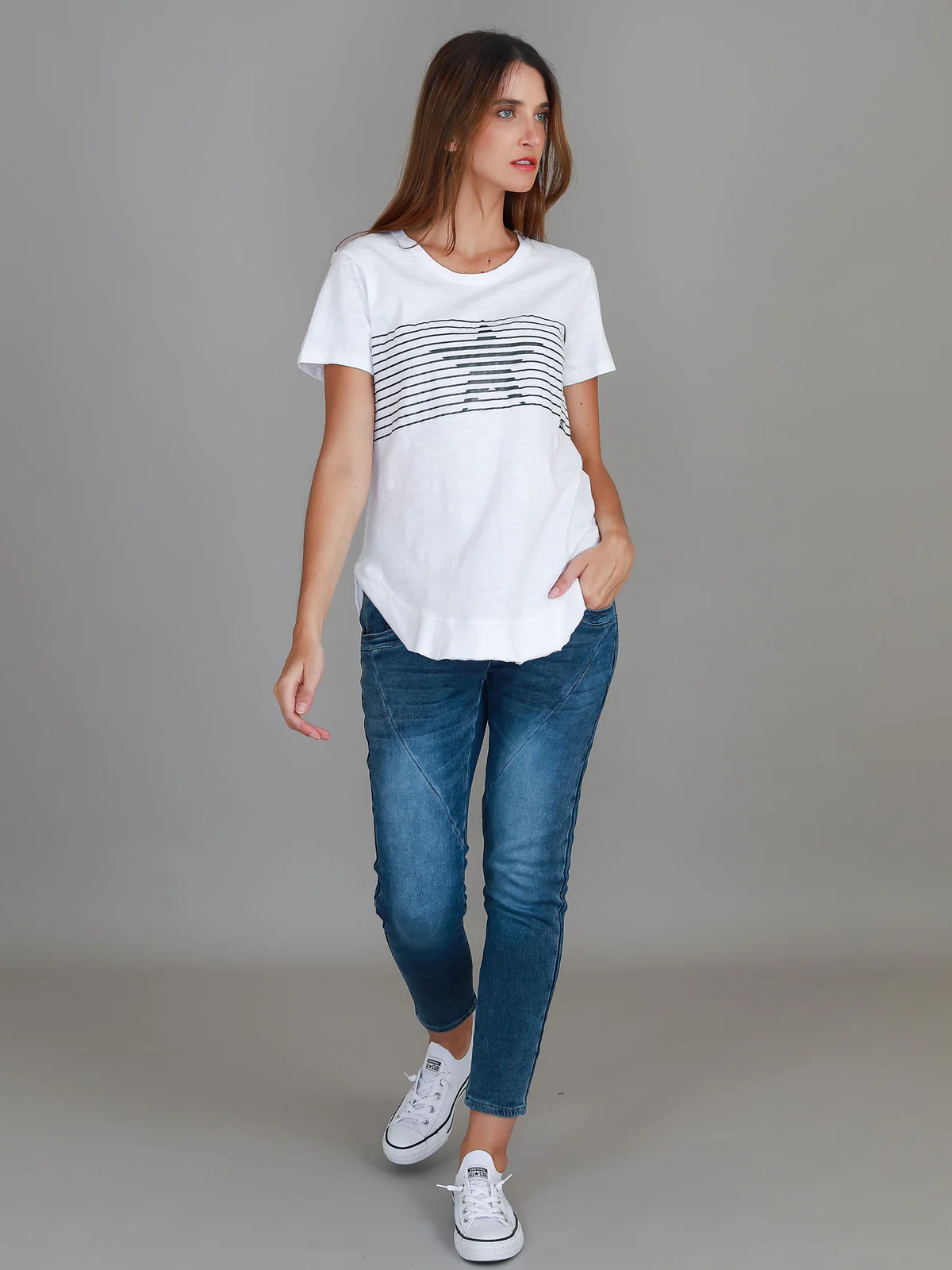 Lily Silver Star T Shirt - White