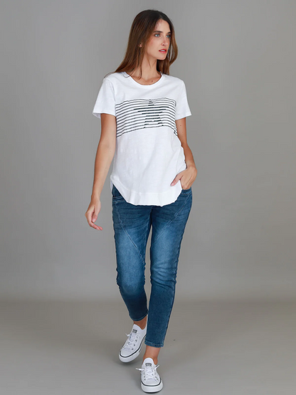 Lily Silver Star T Shirt - White
