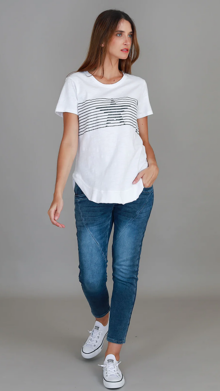 Lily Silver Star T Shirt - White