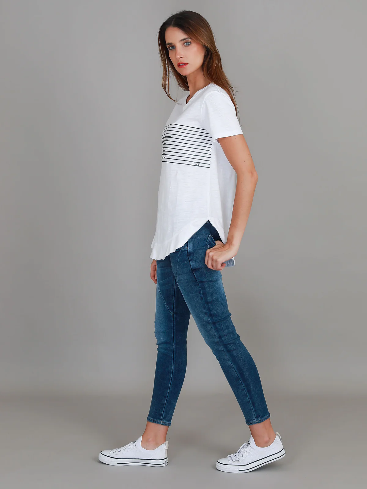 Lily Silver Star T Shirt - White