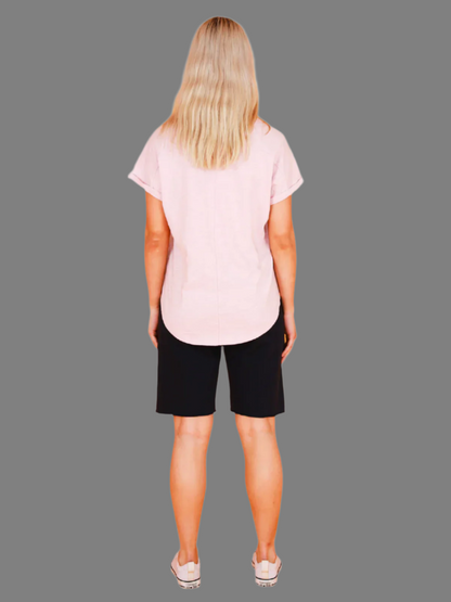 Milan Cuff Sleeve Tee - Blush Marle