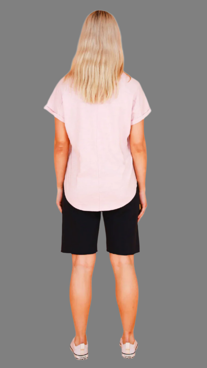 Milan Cuff Sleeve Tee - Blush Marle
