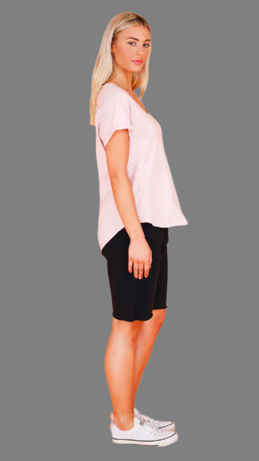 Milan Cuff Sleeve Tee - Blush Marle