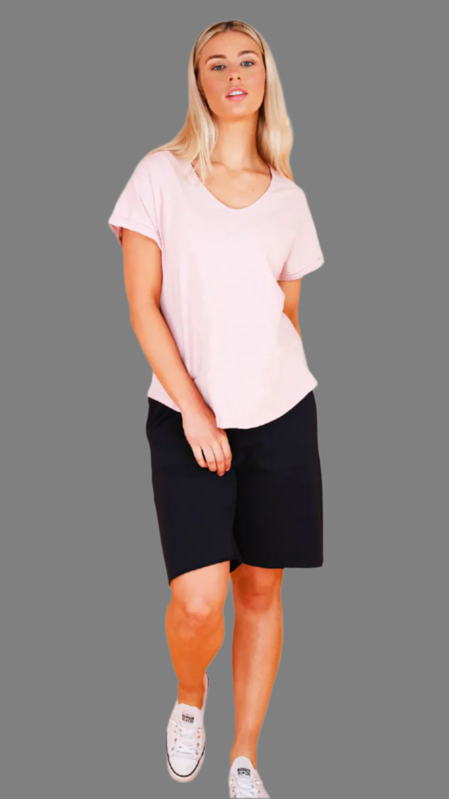 Milan Cuff Sleeve Tee - Blush Marle