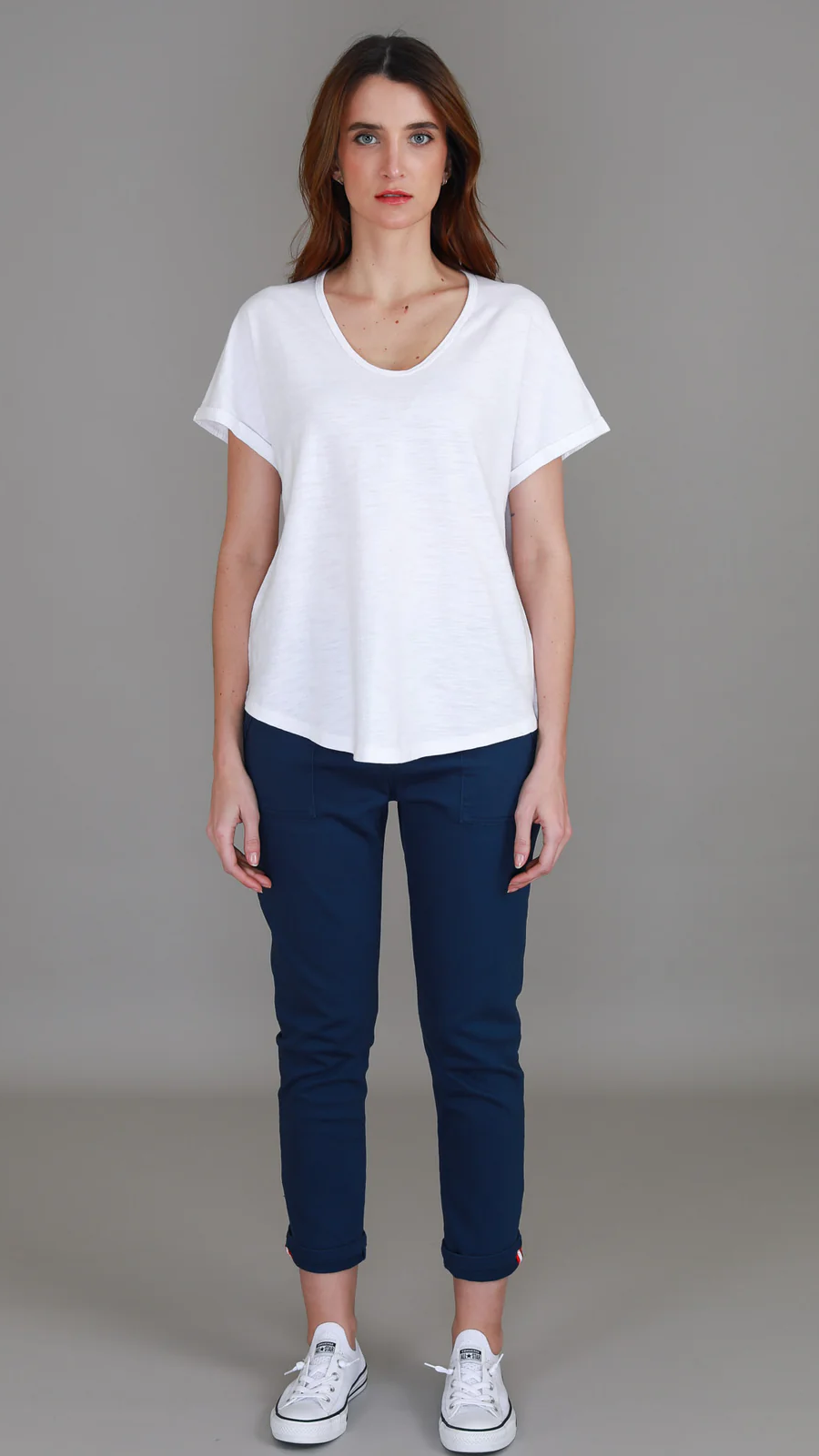 Milan Cuff Sleeve Tee - White