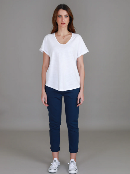 Milan Cuff Sleeve Tee - White