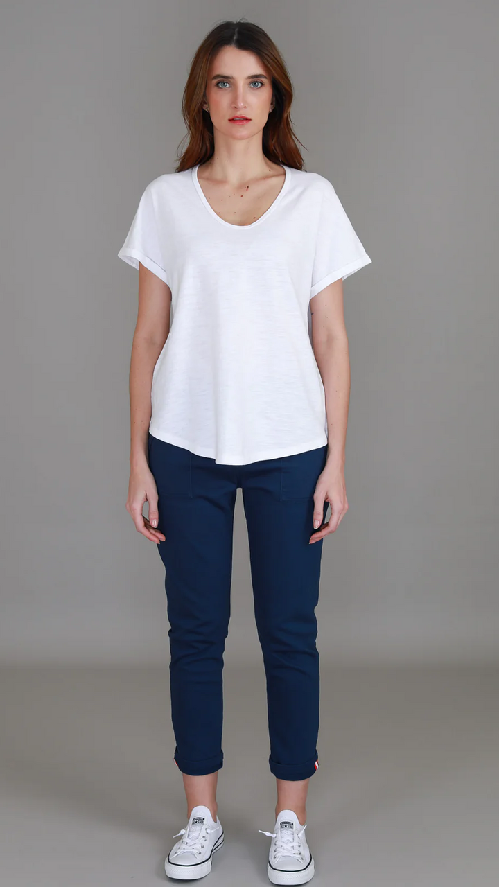 Milan Cuff Sleeve Tee - White