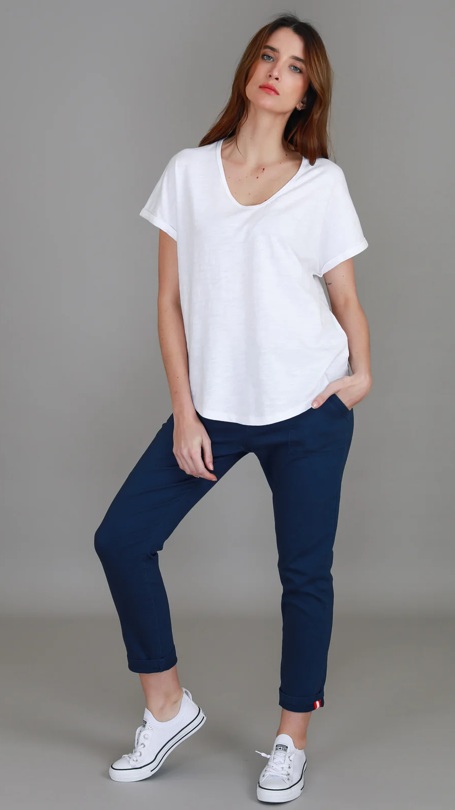 Milan Cuff Sleeve Tee - White