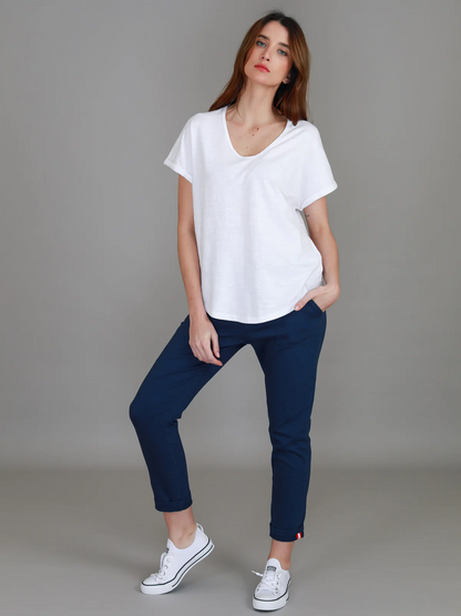 Milan Cuff Sleeve Tee - White