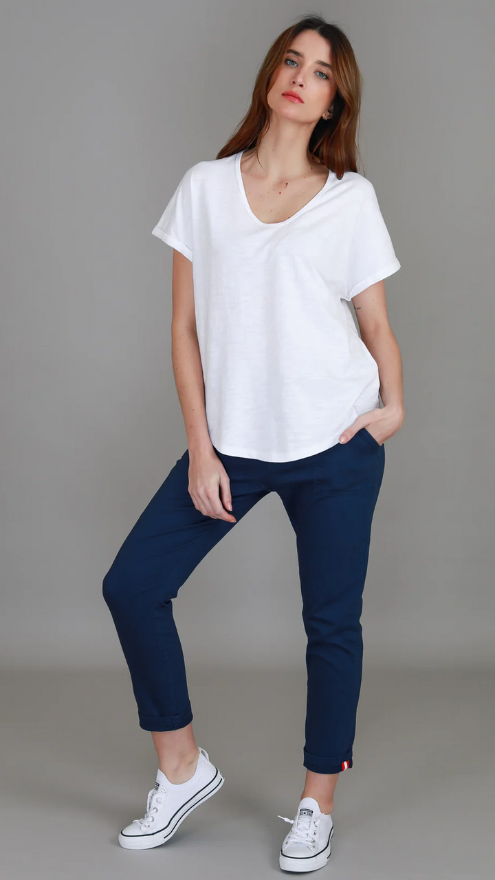Milan Cuff Sleeve Tee - White