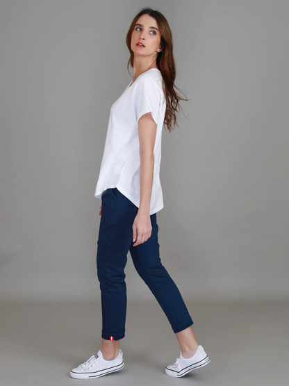 Milan Cuff Sleeve Tee - White