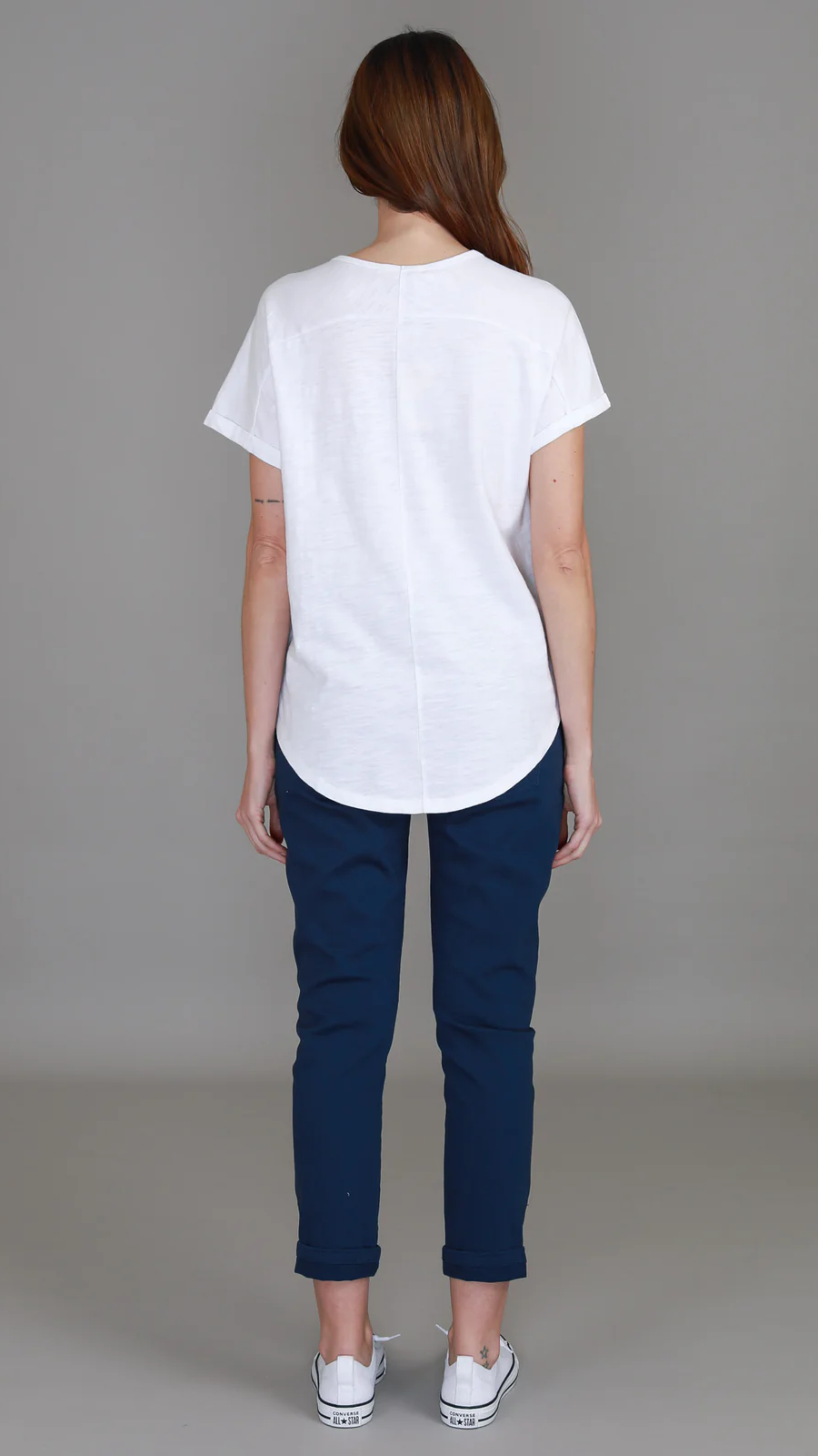 Milan Cuff Sleeve Tee - White