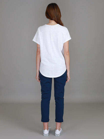 Milan Cuff Sleeve Tee - White