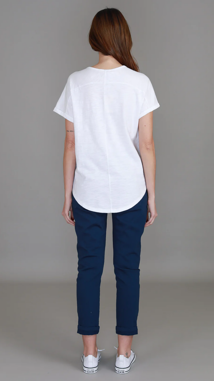 Milan Cuff Sleeve Tee - White