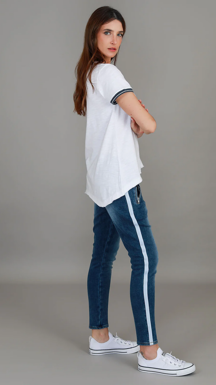 Mariella Contrast Sleeve Tee - White
