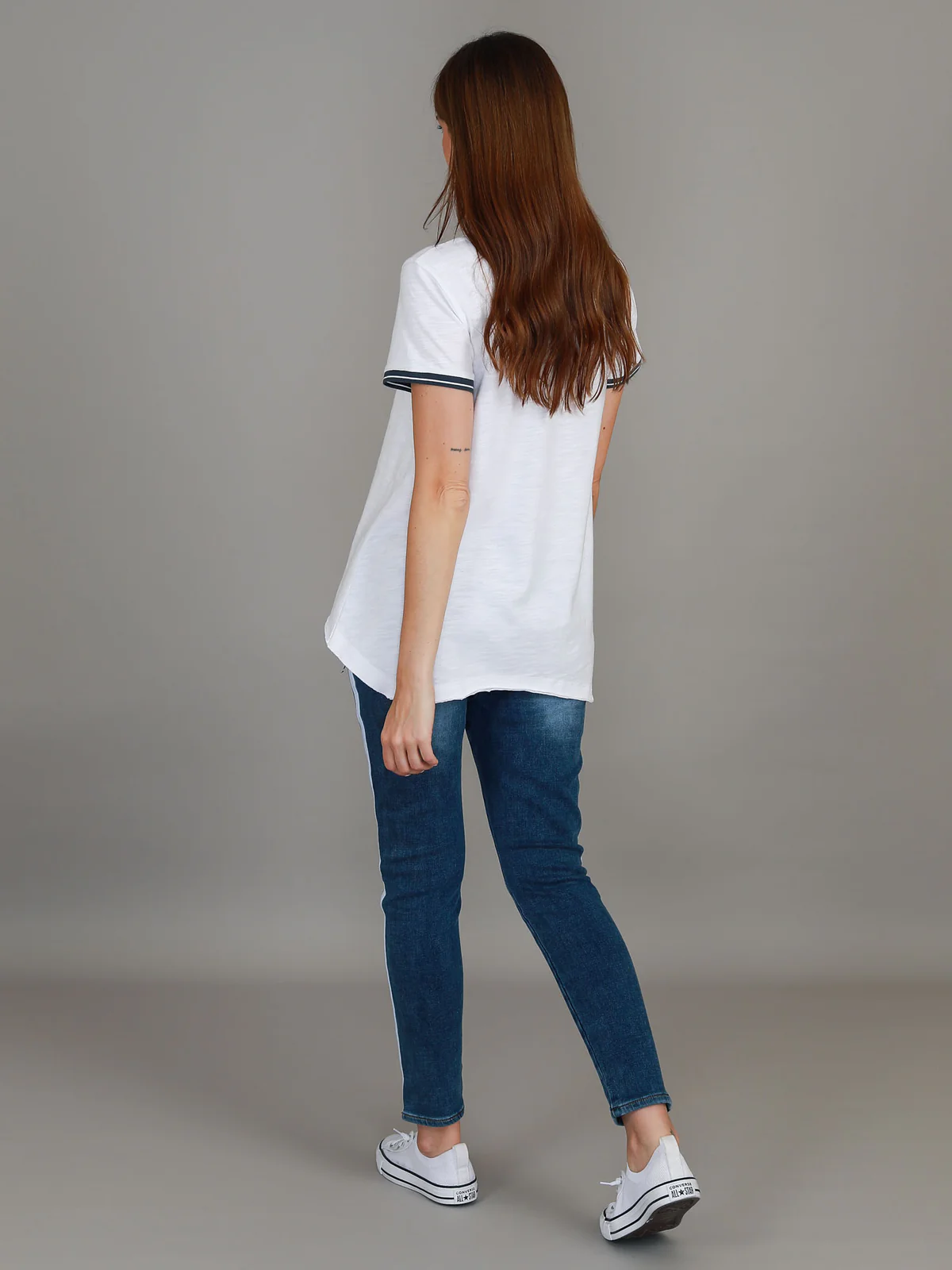 Mariella Contrast Sleeve Tee - White