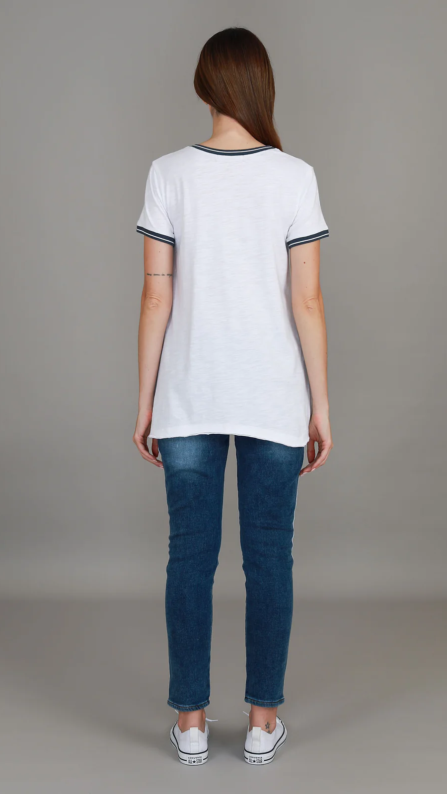 Mariella Contrast Sleeve Tee - White