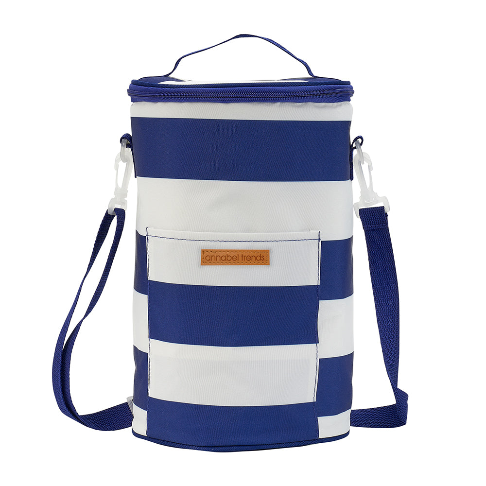 Picnic Cooler Bag Barrel - Navy Stripe