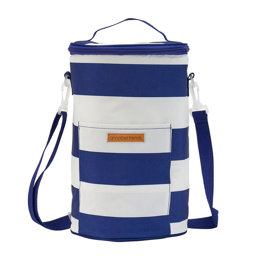 Picnic Cooler Bag Barrel - Navy Stripe