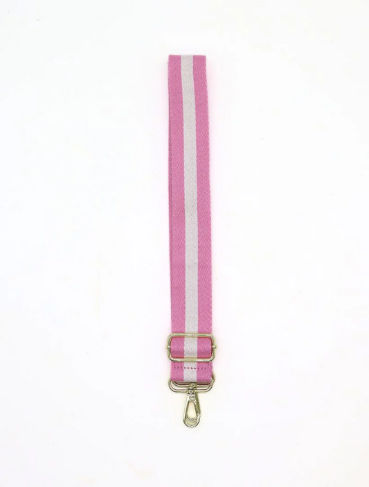 Webbing Bag Strap - Pink/White