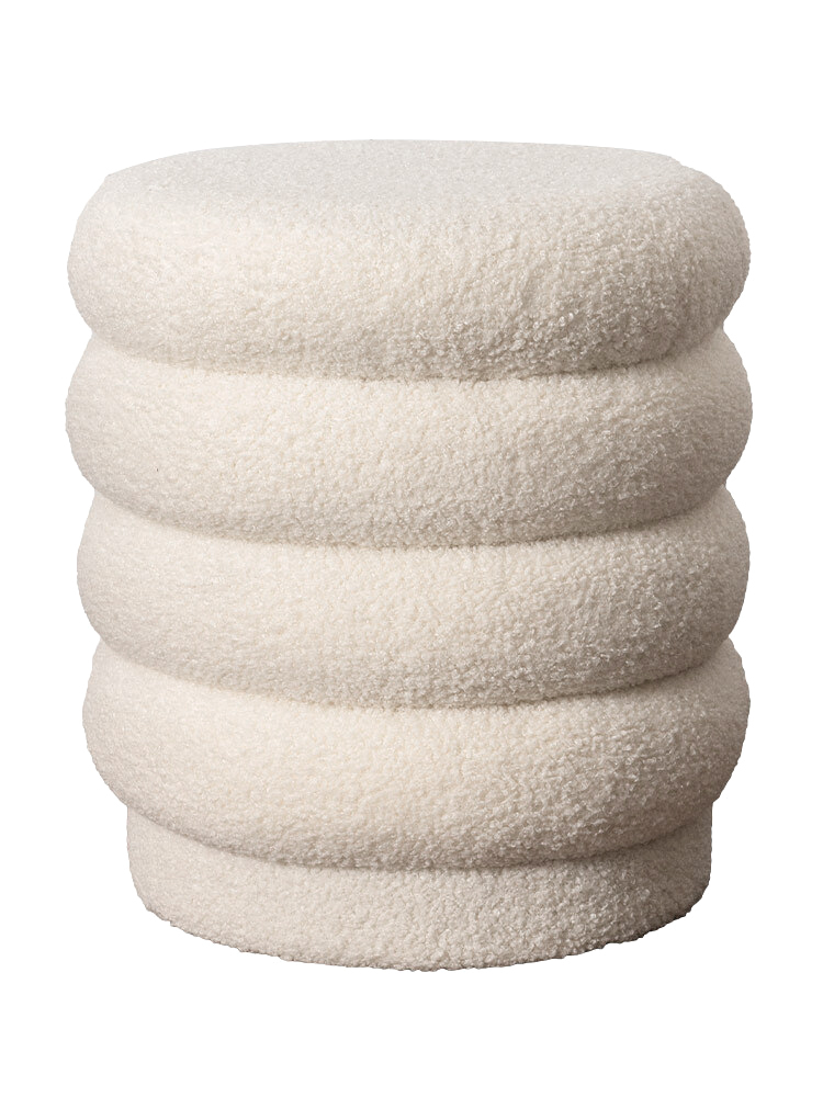 Lucia Round Boucle Stool - Off White