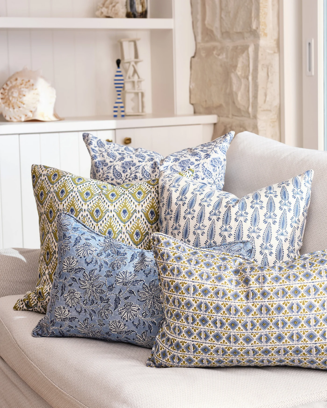 Ishtar Moss Azure Rectangle Cushion