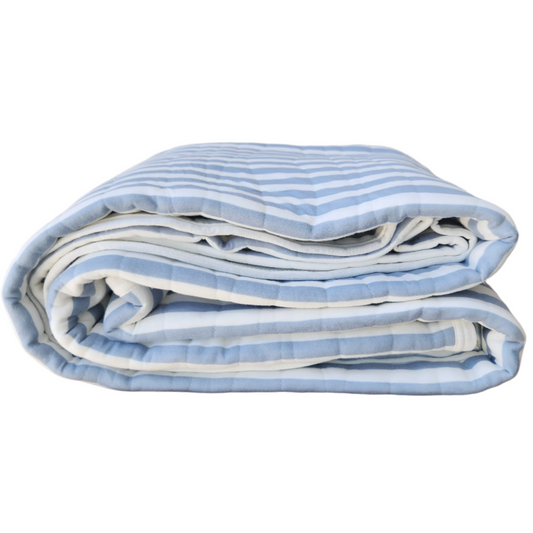 Cannes Cotton Quilted Bed Cover Massive Blanket - Blue Striped