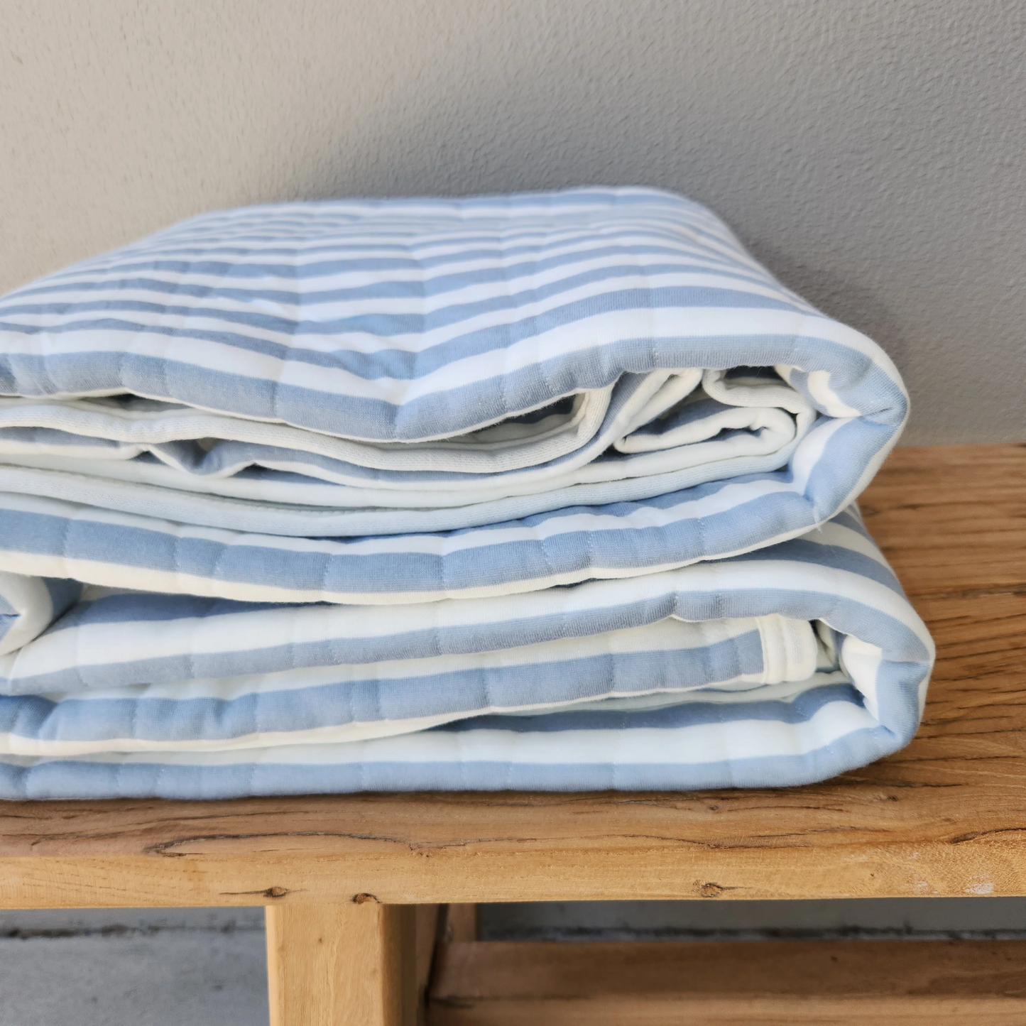 Cannes Cotton Quilted Bed Cover Massive Blanket - Blue Striped