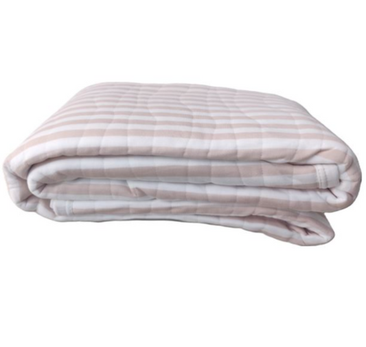 Cannes Cotton Quilted Bed Cover Massive Blanket - Light Pink Striped