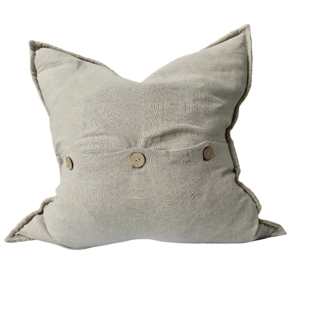 Détente Rustic Linen Cushion - Plaid Natural