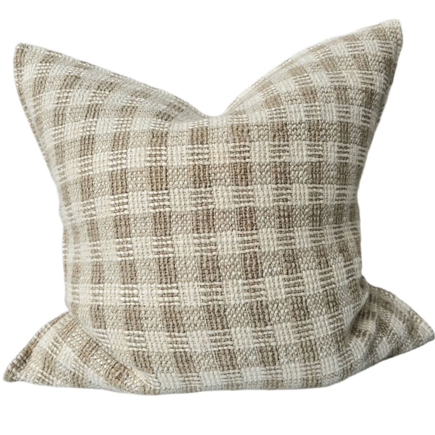 Détente Rustic Linen Cushion - Plaid Natural