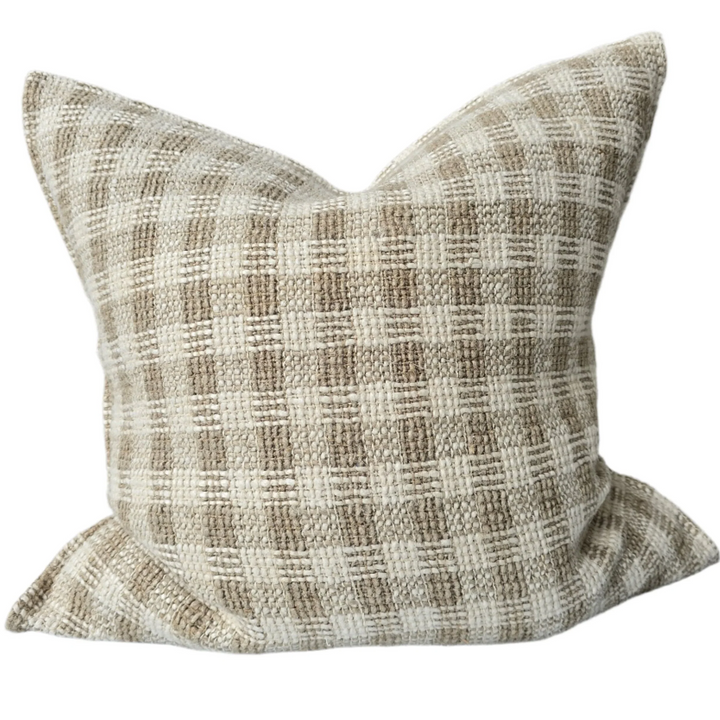 Détente Rustic Linen Cushion - Plaid Natural