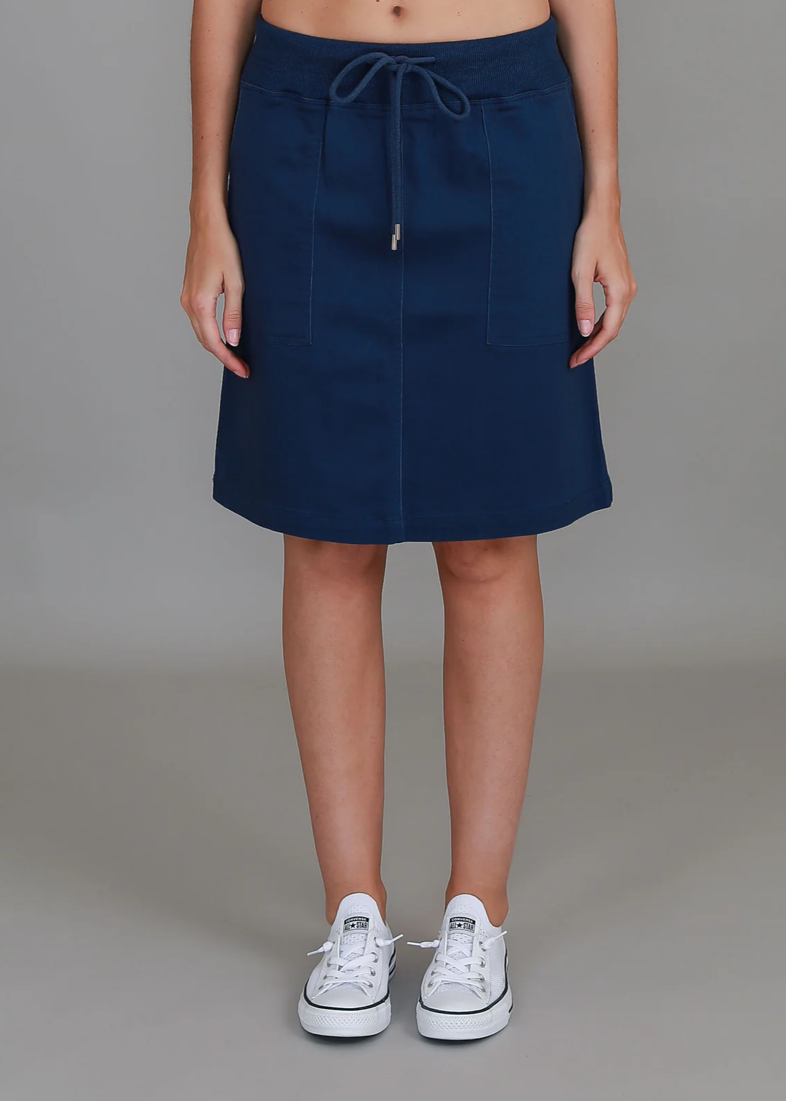Pisces Drawstring Chino Skirt - Navy