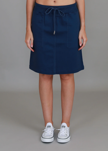 Pisces Drawstring Chino Skirt - Navy