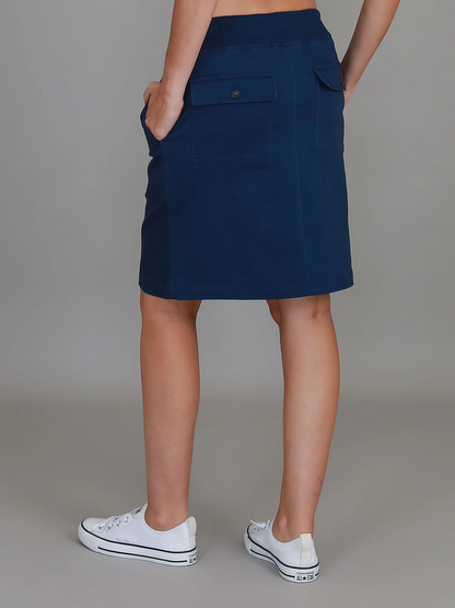 Pisces Drawstring Chino Skirt - Navy
