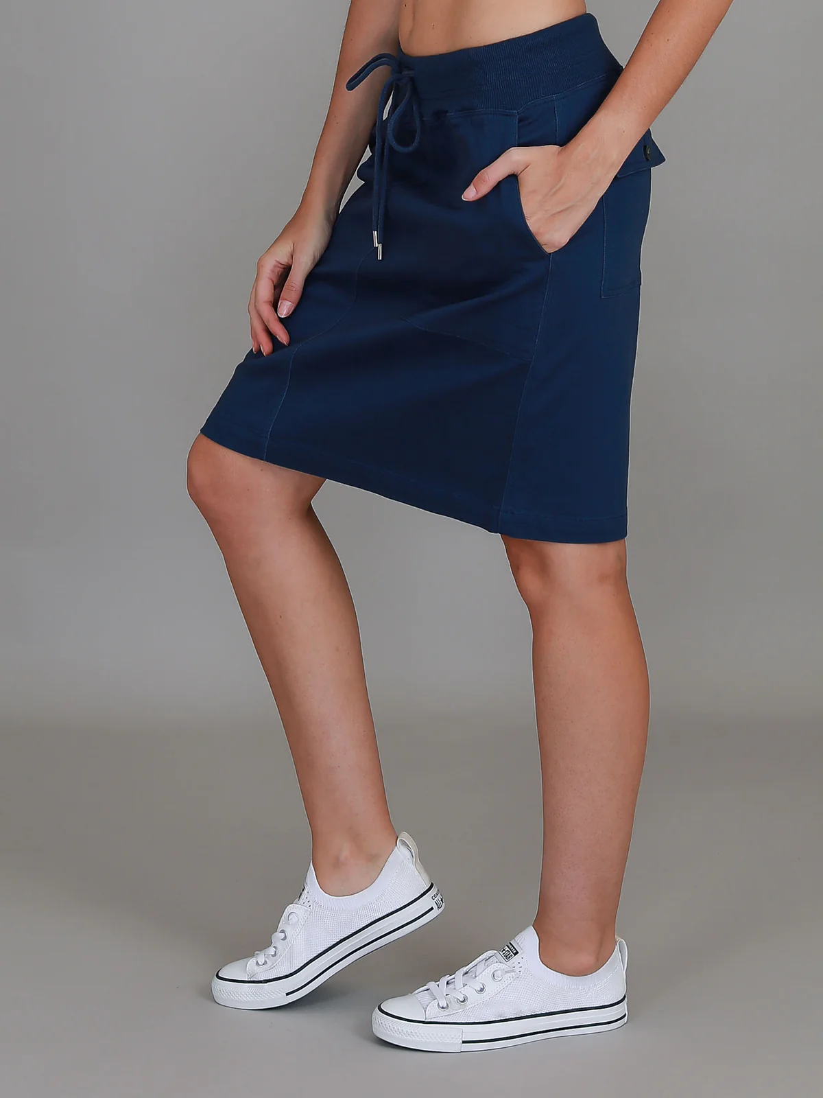 Pisces Drawstring Chino Skirt - Navy