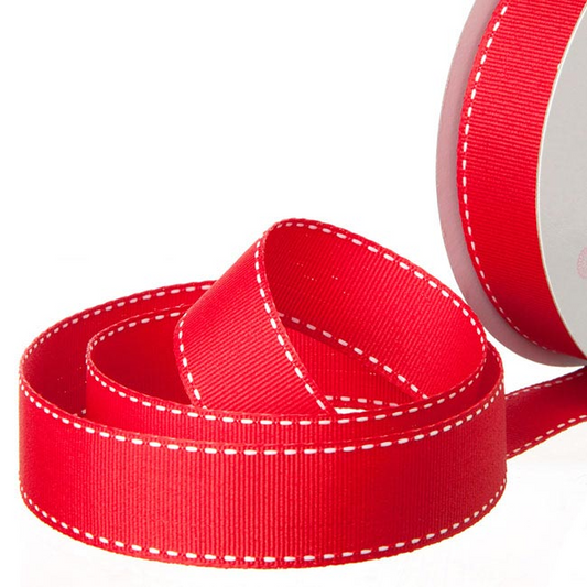 Grosgrain Saddle Stitch Ribbon - Red