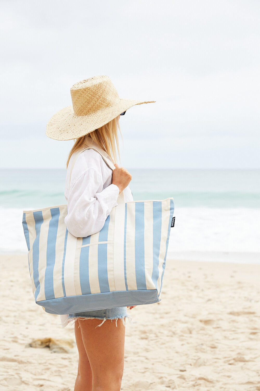 All Day Base Canvas Bag - Powder Blue Stripe