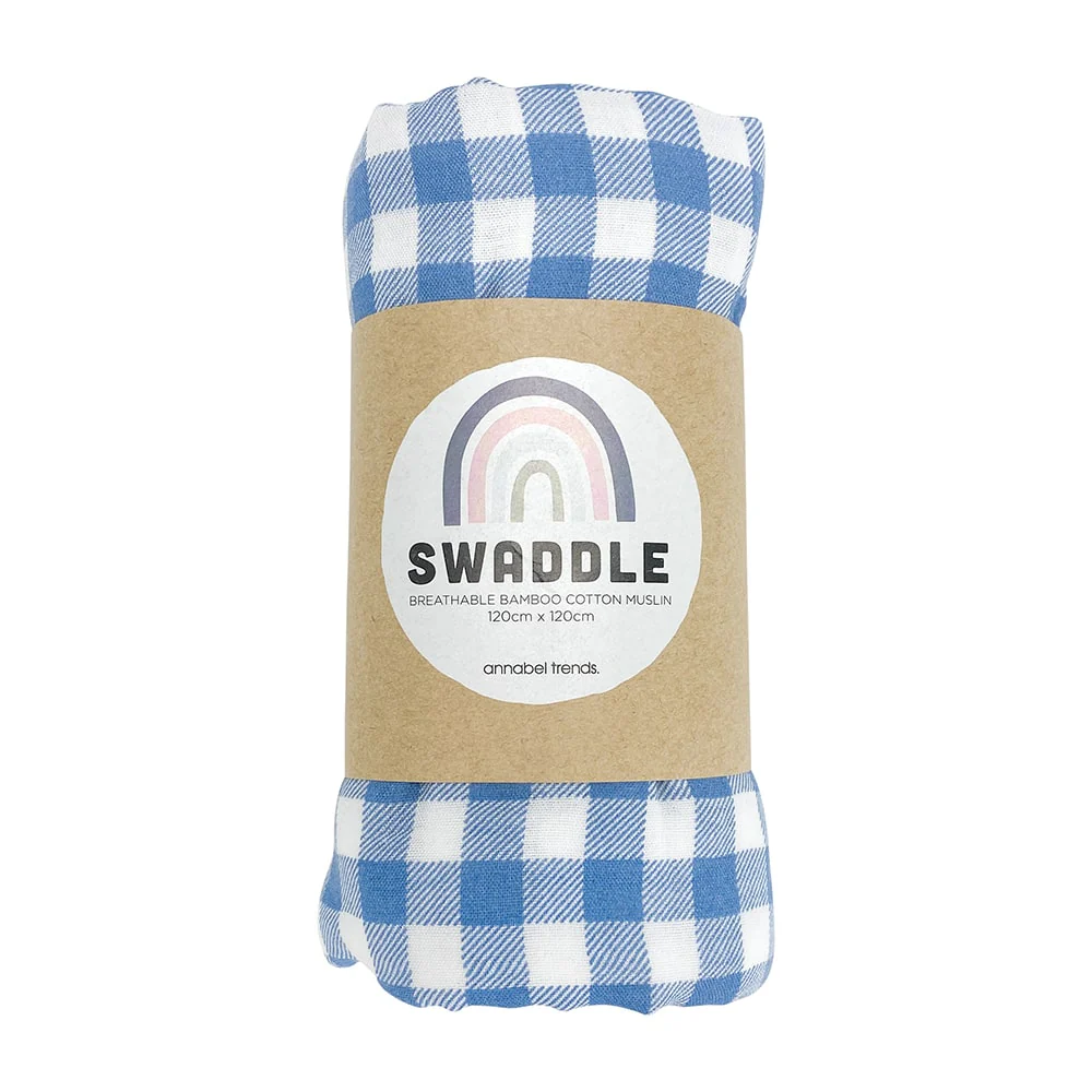 Muslin Gingham Swaddle - Blue