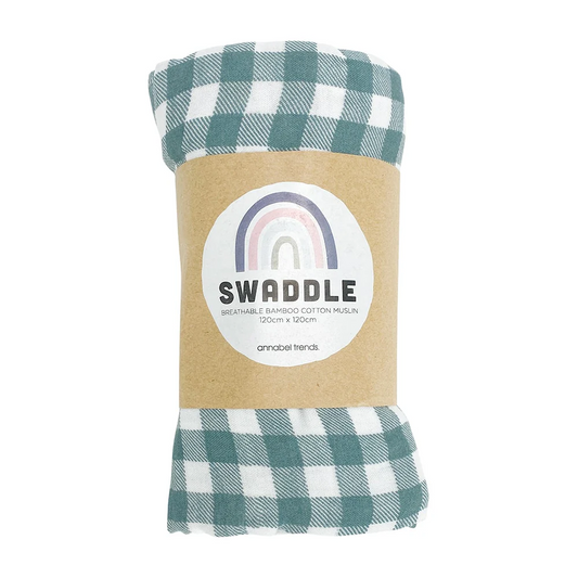 Muslin Gingham Swaddle - Olive