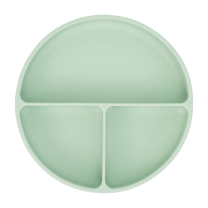 Silicone Suction Divided Plate - Moss