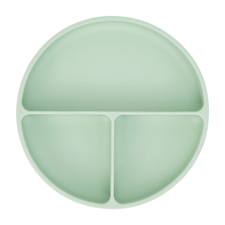 Silicone Suction Divided Plate - Moss