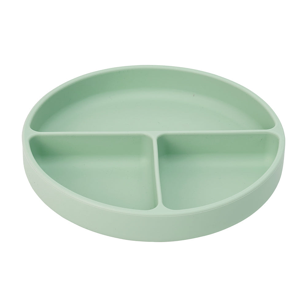 Silicone Suction Divided Plate - Moss