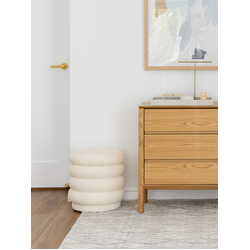 Lucia Round Boucle Stool - Off White