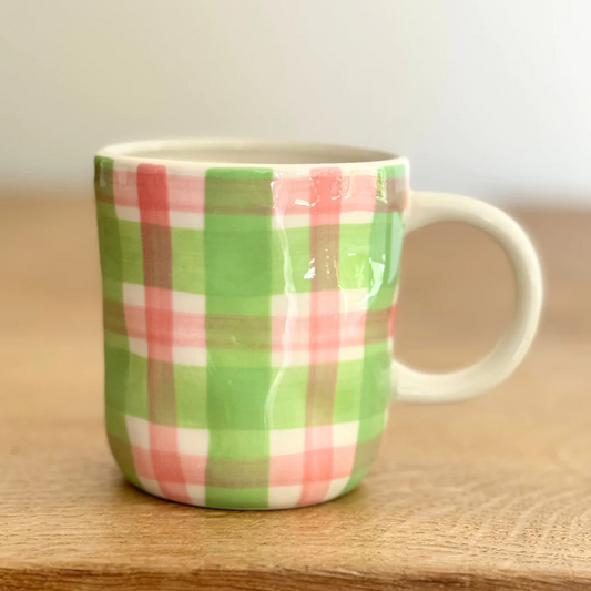 Mug - Mint Green & Rose Pink Gingham