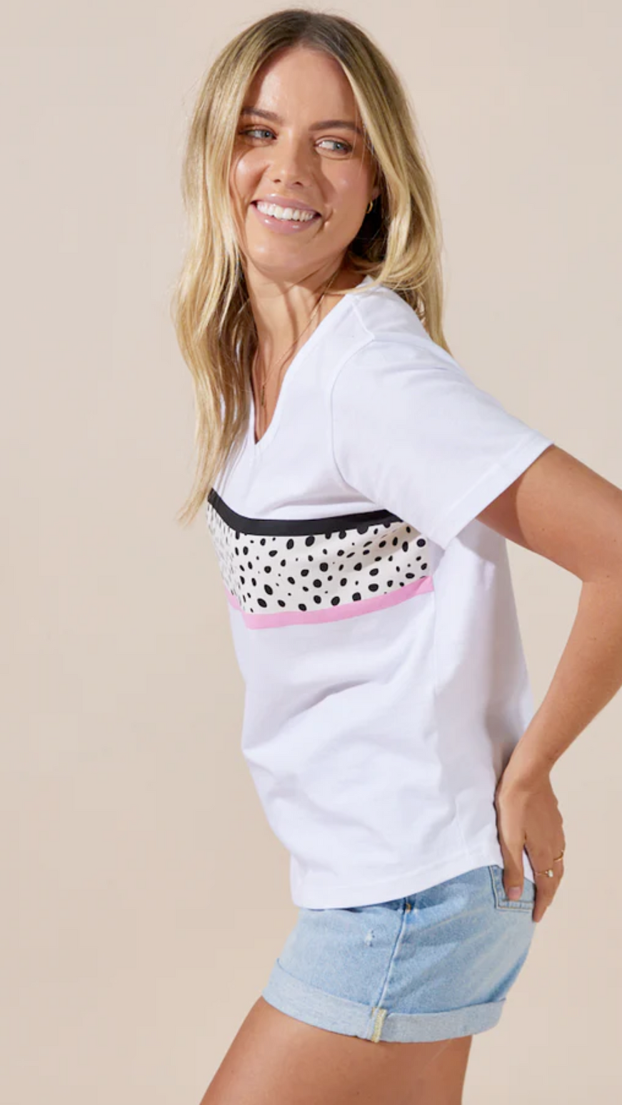 Harlow T-Shirt - White/Cheetah